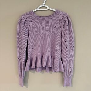 Lavender Knit Sweater with Ruffle/Peplum Hem Size Medium dh New York